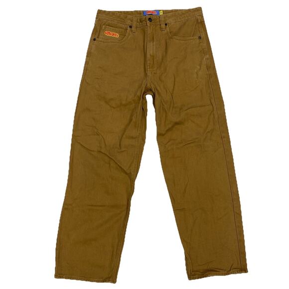 Empyre Baggy Relax Fit Workwear Pants Brown Denim Jeans 33x29 Skate Street - Picture 1 of 10